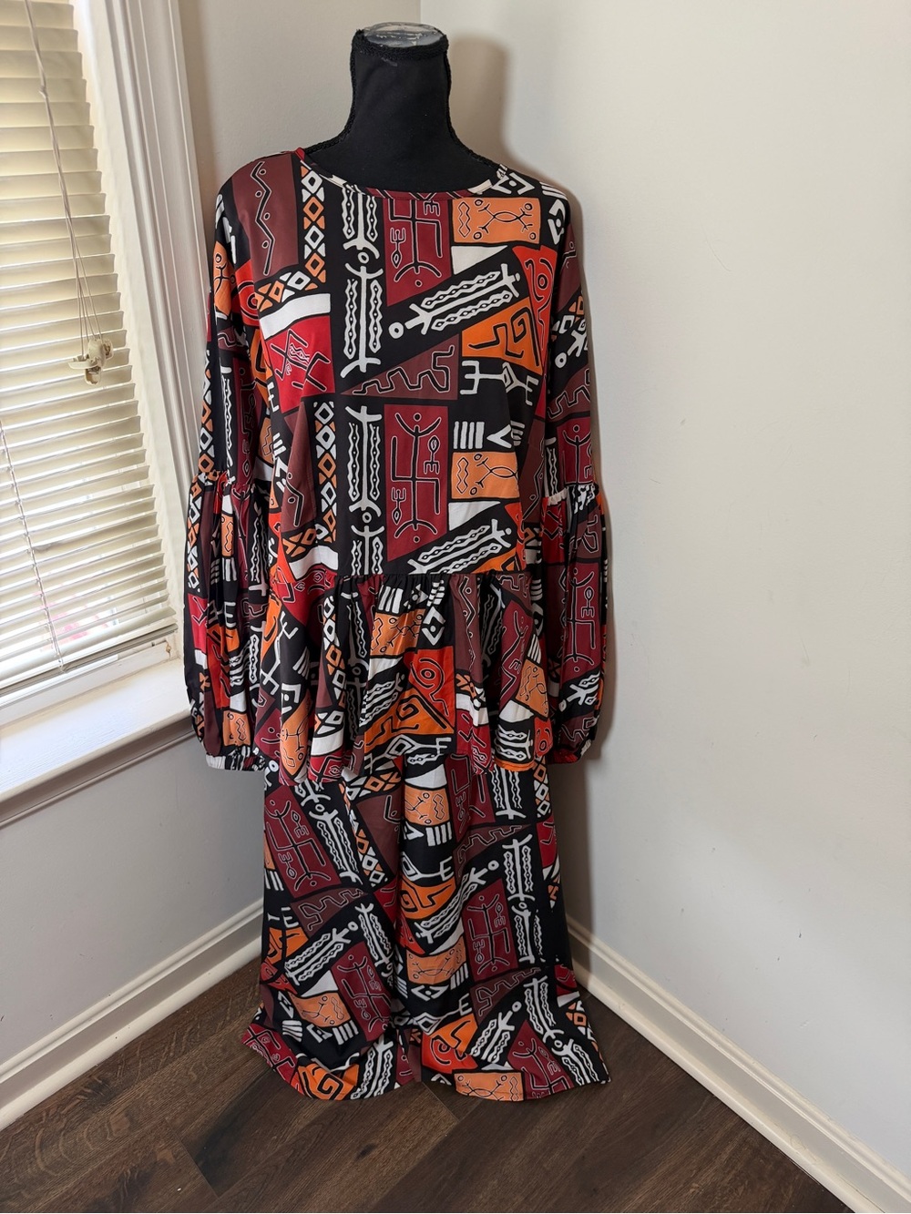 Xpluswear 2Pc Tribal Print Pant Set Long Sleeve Top & Wide Leg Pants Plus 4XL
